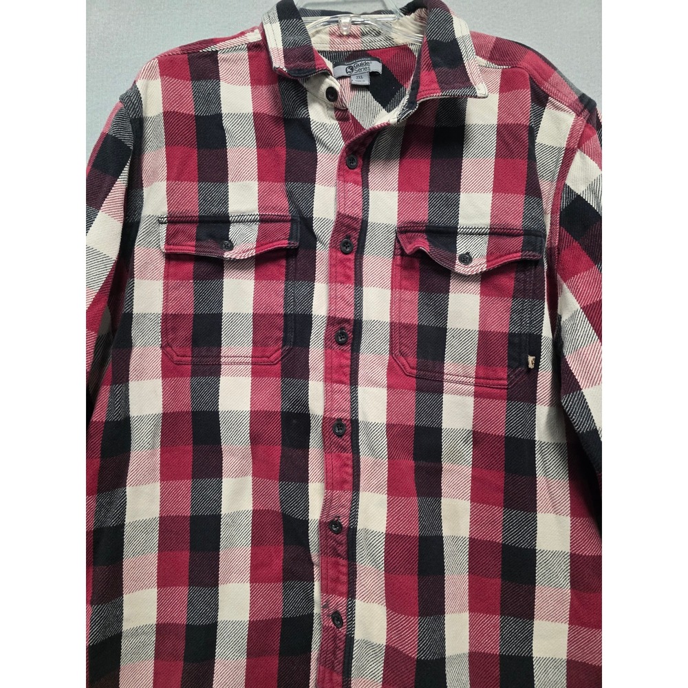Gander Mountain Guide Series Men Plaid Flannel Long Sleeve Button Shrt 2XLRedBlk